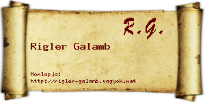 Rigler Galamb névjegykártya